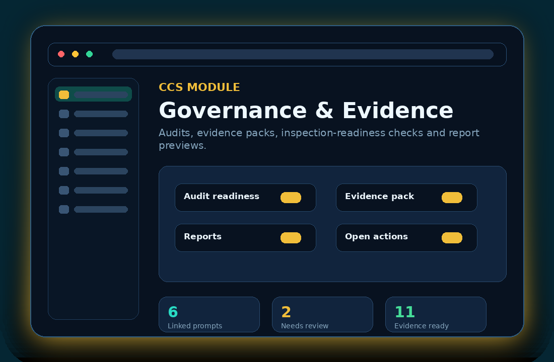 Incidents module preview in Care Central System